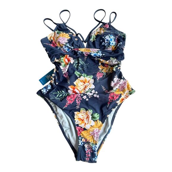 NEW Cupshe SWIMSUIT Women's LG Tropical Floral Cutout One-Piece Bathing Suit NWT - Picture 8 of 15
